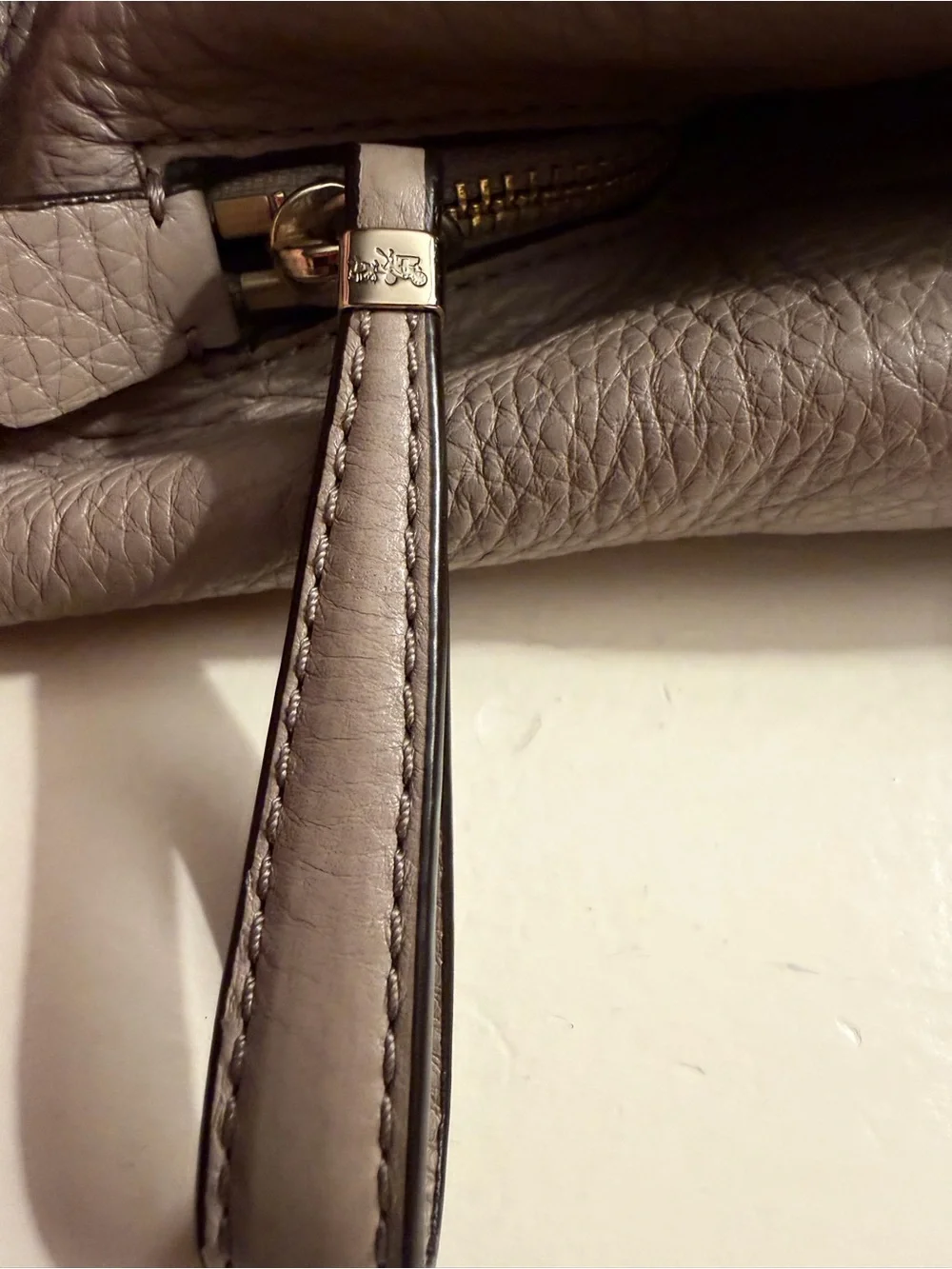 Coach Leather Madison  Phoebe Shoulder Bag-taupe/grey - 3 compartments